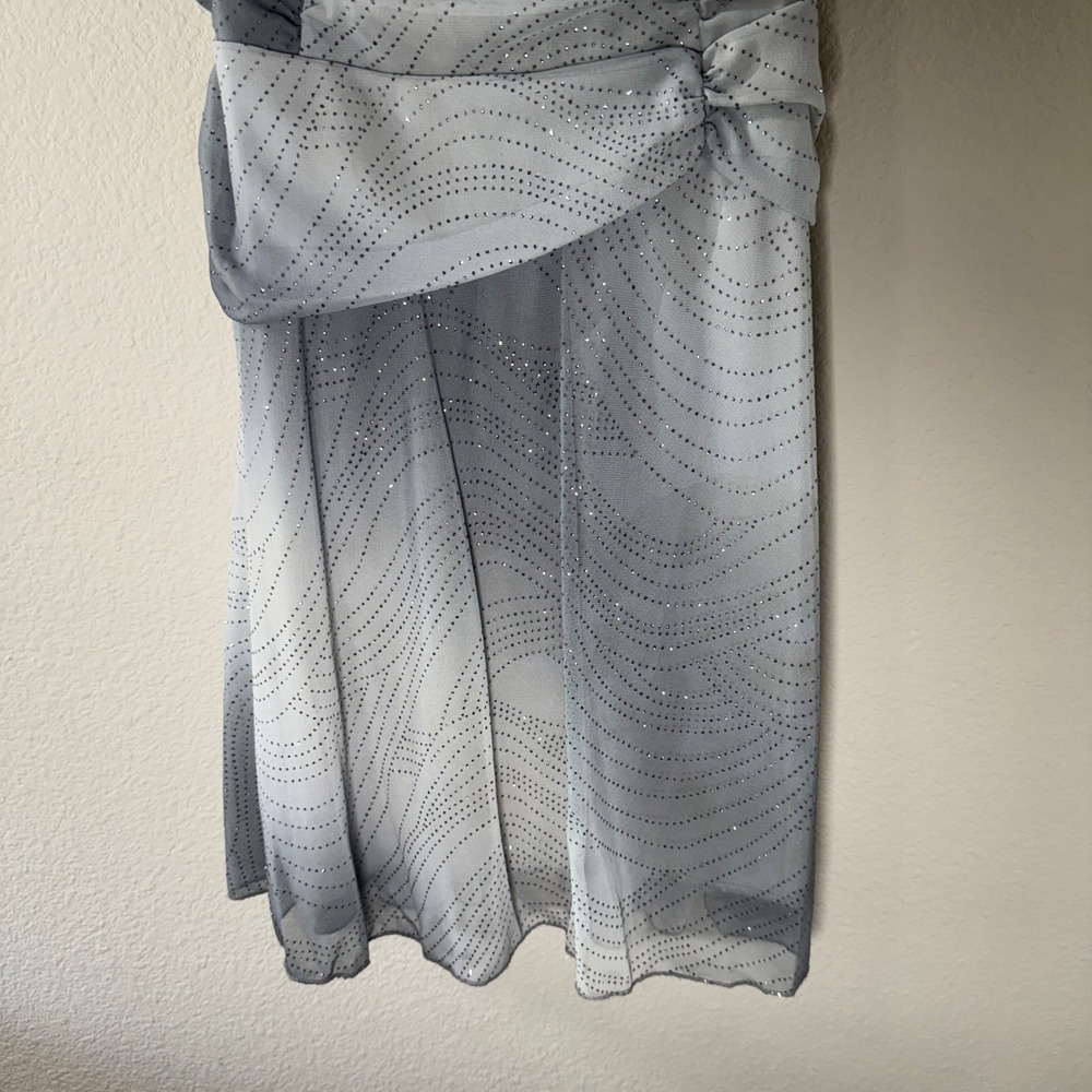 XOXO Y2K Grey Ombre Glitter Ruched Mesh Cocktail Dress Large RUNS SMALL HAS FLAW - Picture 11 of 16